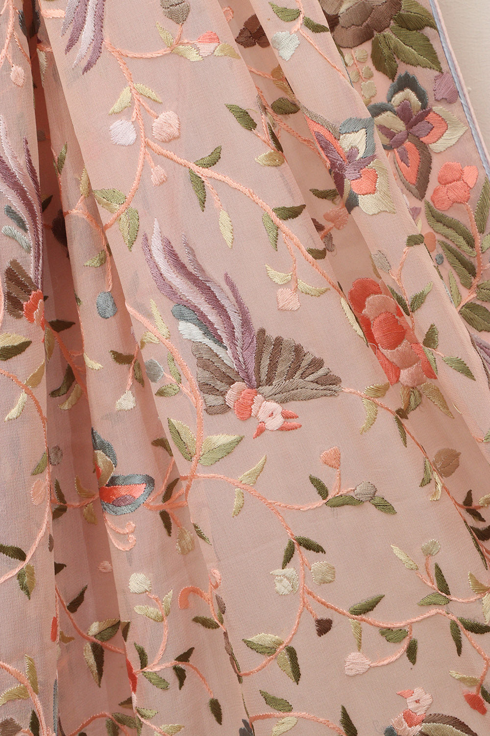 Pink Parsi Embroidered Georgette Two Piece Unstitched Suit Set - Luxurion World