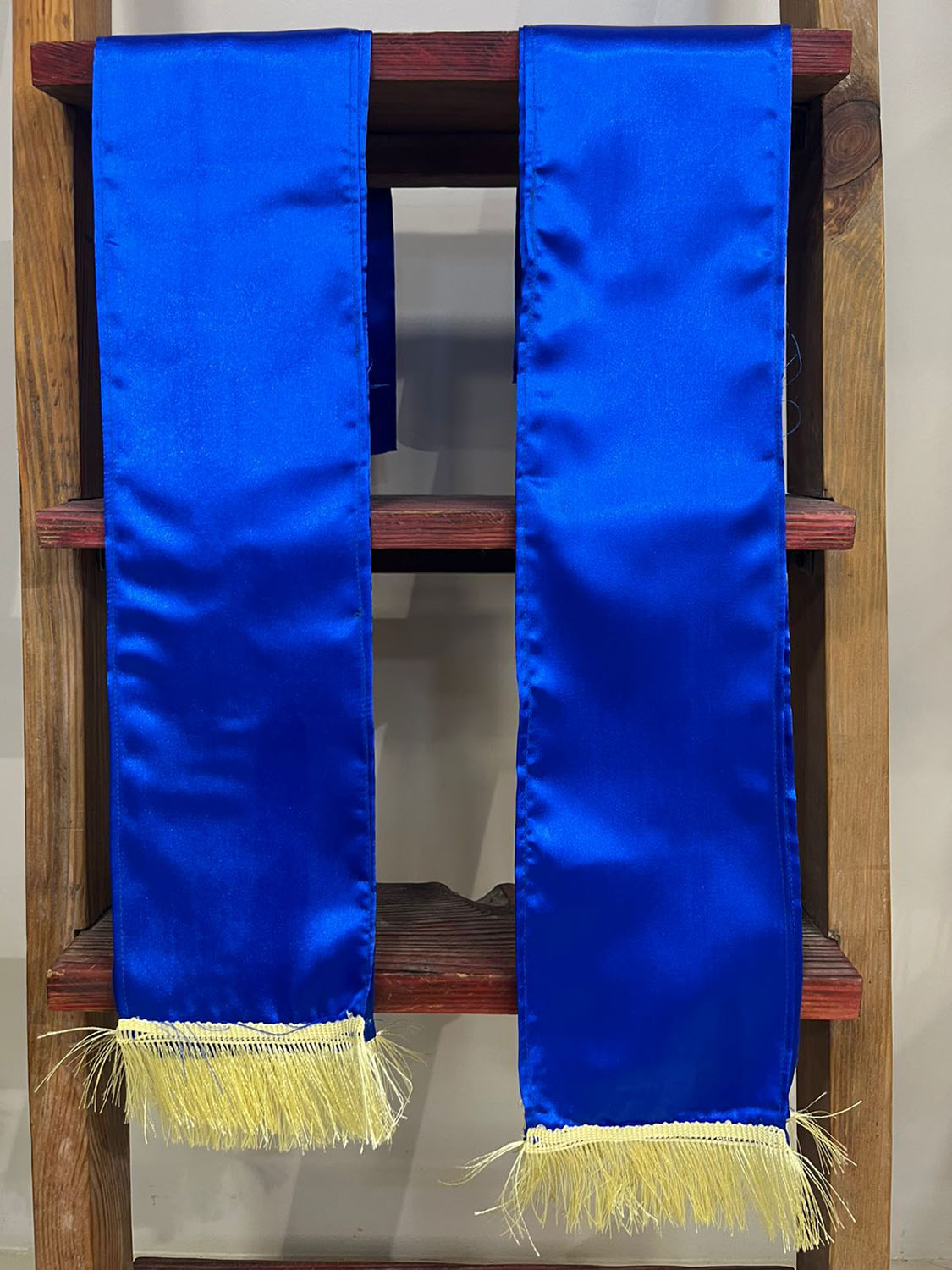 Luxurion World’s Blue plain unisex Satin silk stole bring timeless elegance, making every wedding, anniversary, birthday, or celebration special by welcoming guests with warmth and grace. - Luxurion World