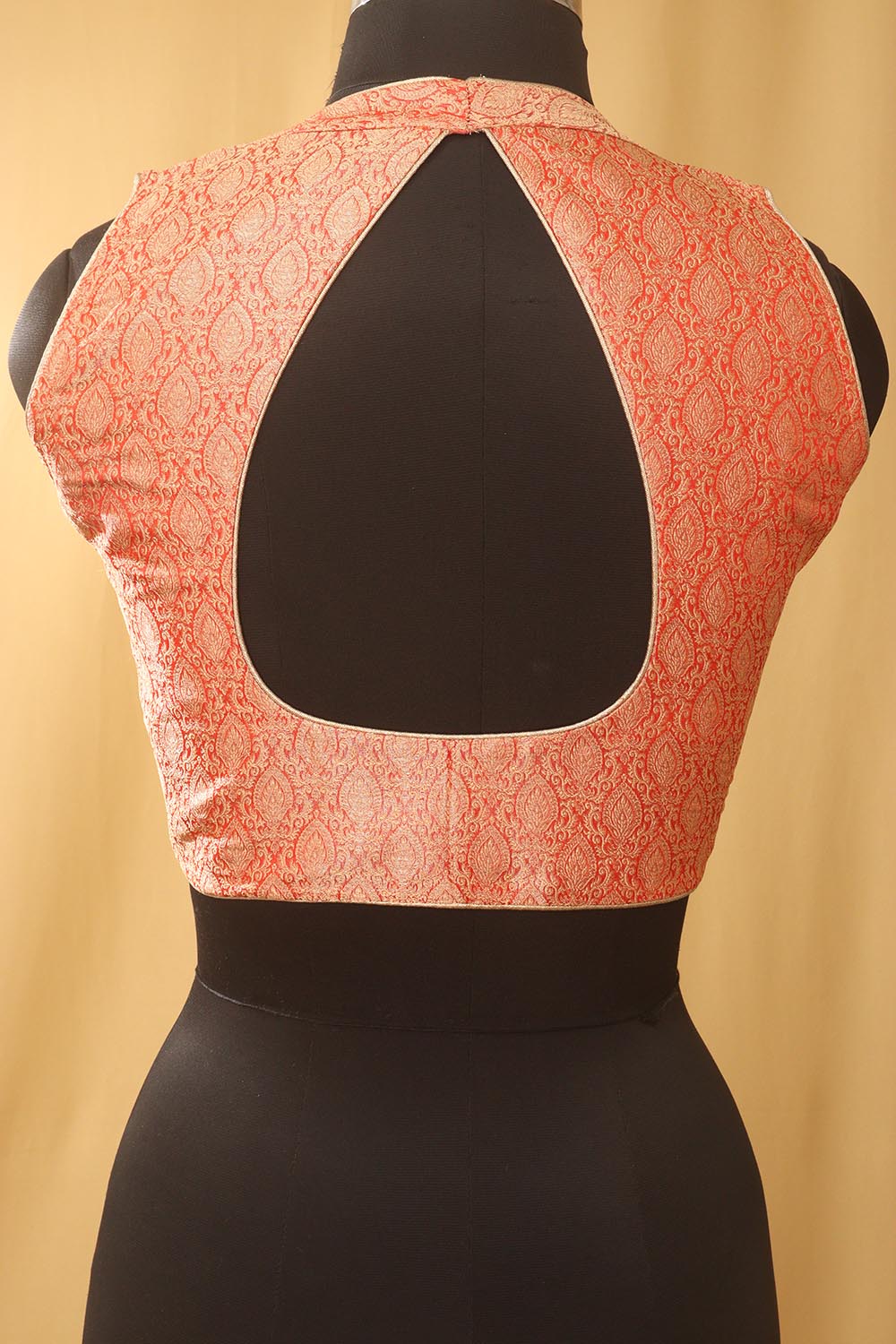 Orange Banarasi Brocade Silk Padded Blouse - Luxurion World