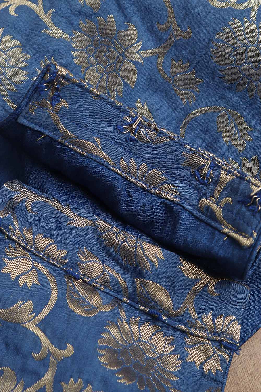 Blue Banarasi Silk Padded Blouse - Luxurion World