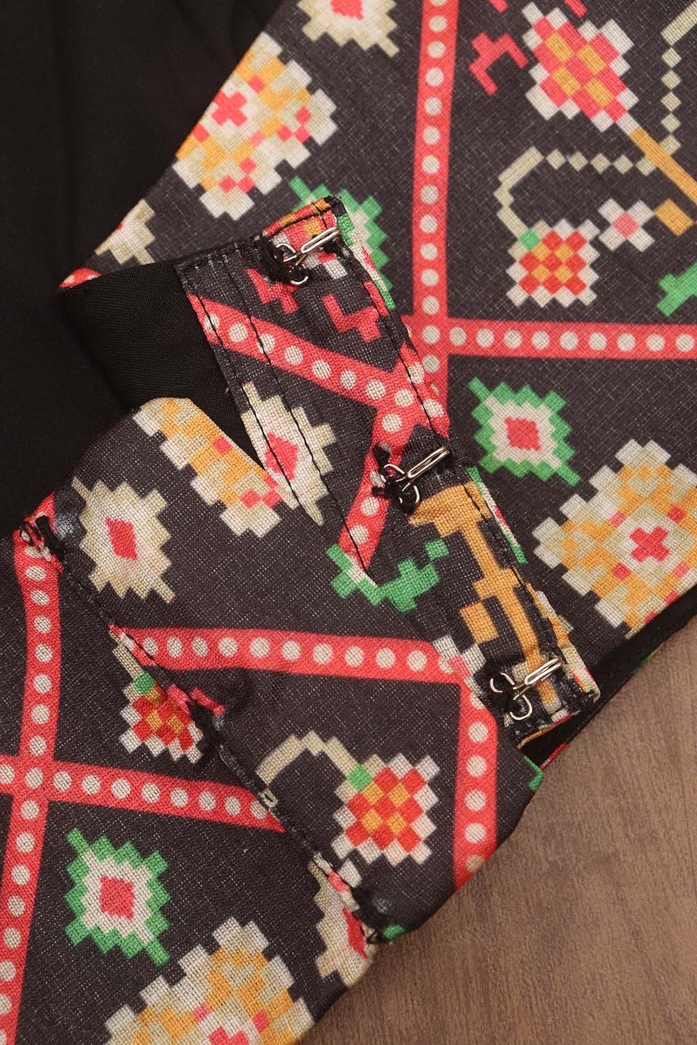 Black Digital Printed Patola Design Tussar Silk Halter Neck Non Padded Blouse - Luxurion World