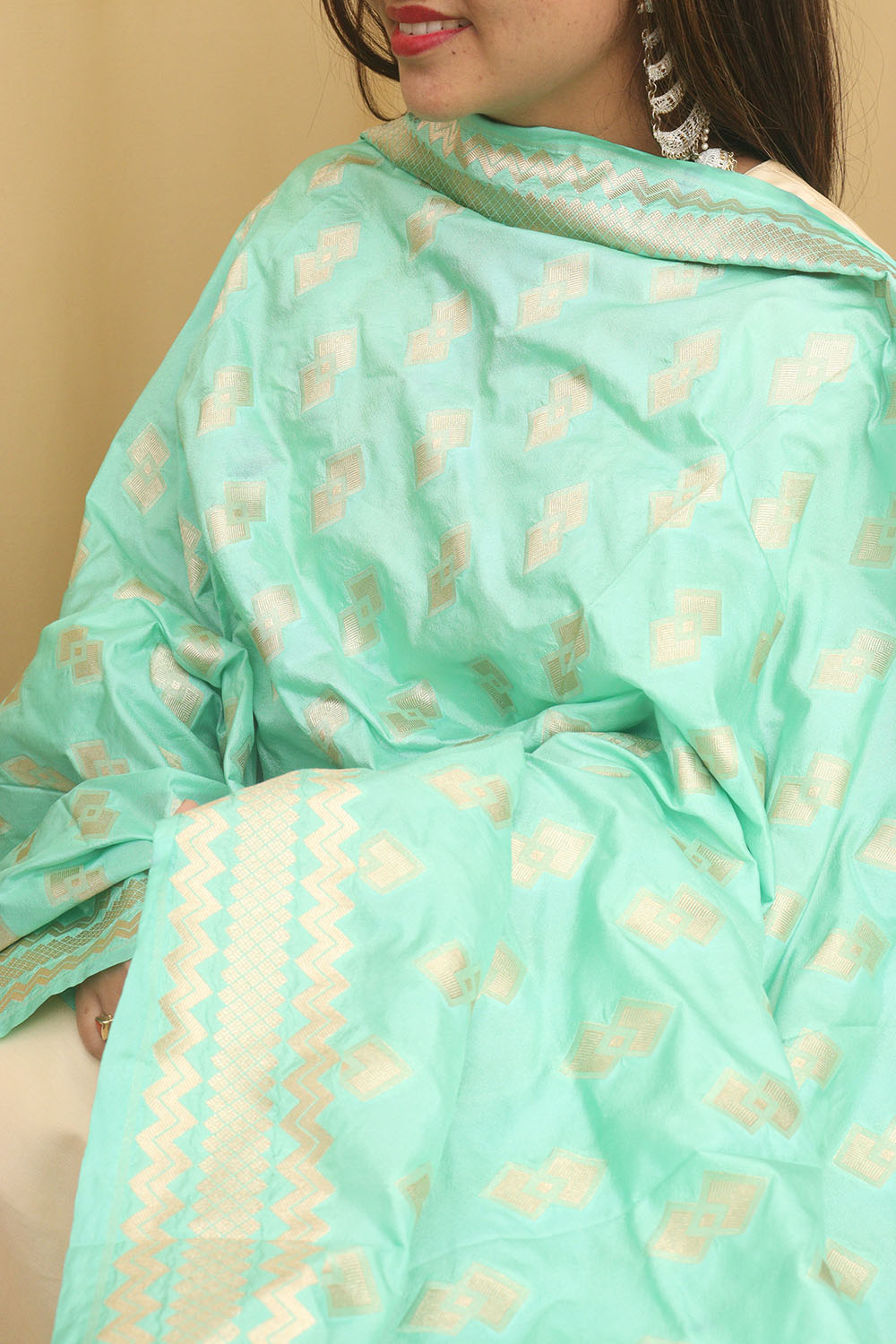 Blue Banarasi Silk Dupatta - Luxurion World
