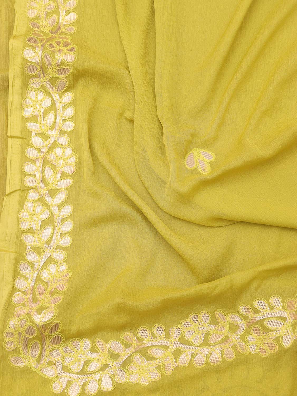 Green Gota Patti Work Chiffon Dupatta - Luxurion World