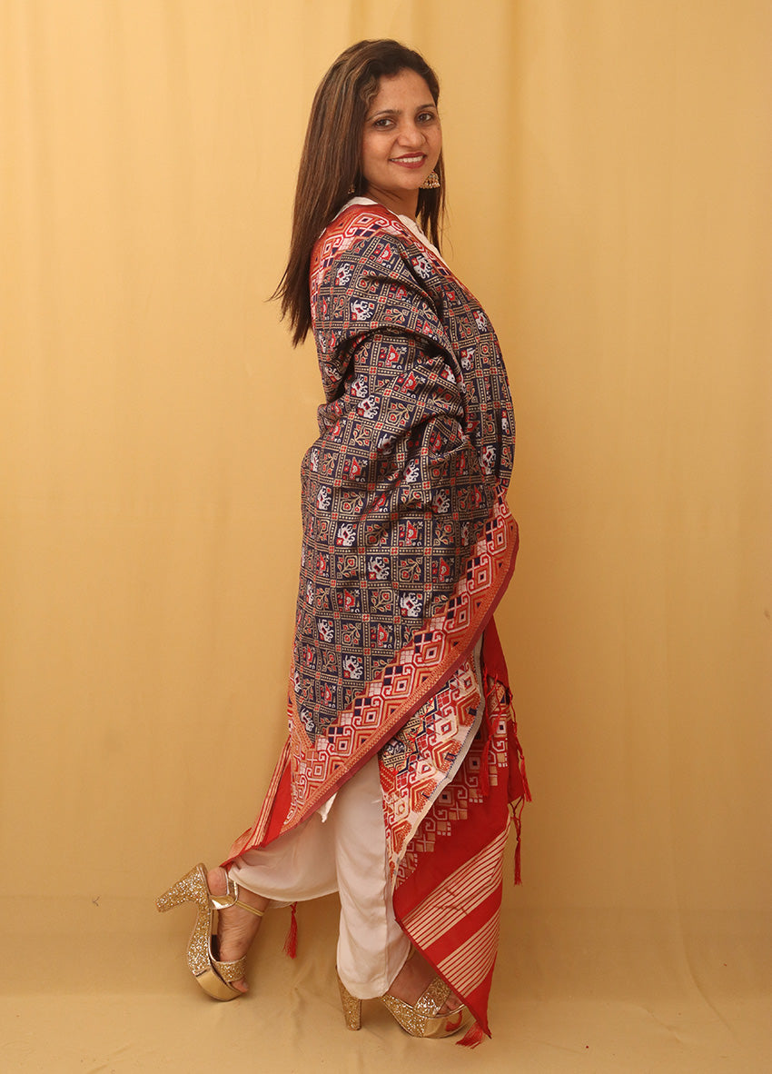 Blue Patola Silk Dupatta - Luxurion World