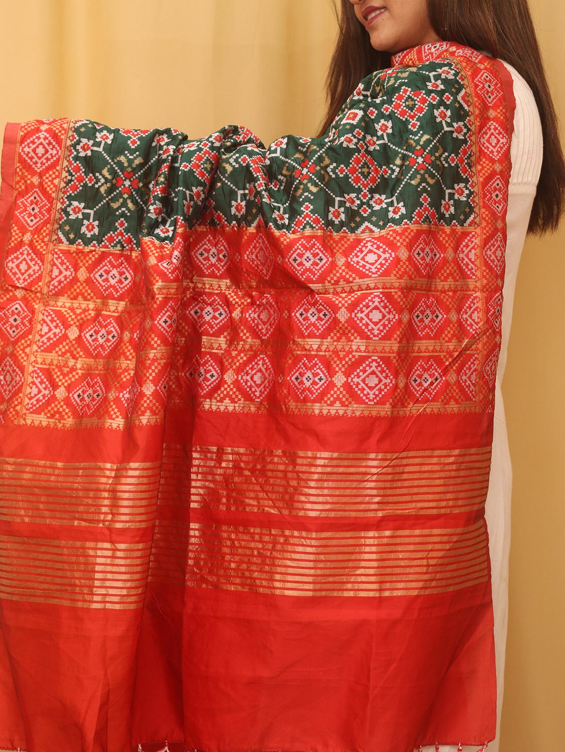 Green Patola Silk Dupatta - Luxurion World