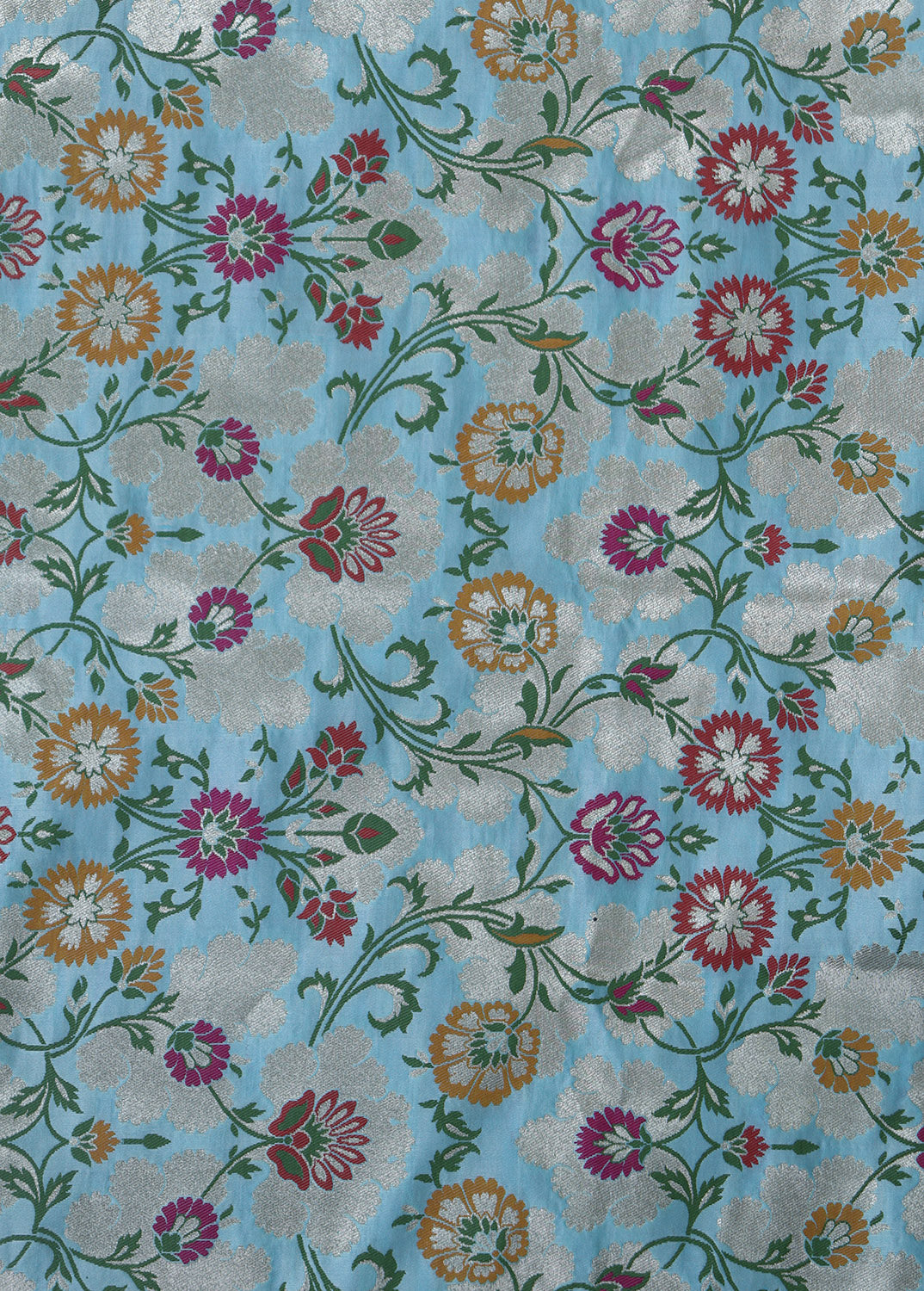 Exquisite Blue Banarasi Kimkhwab Silk Meenakari Fabric - 1 Mtr - Luxurion World