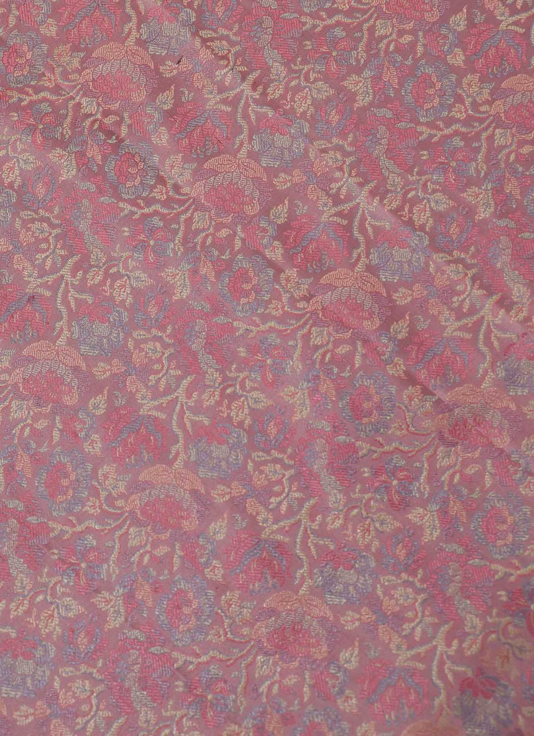 Exquisite Pink Banarasi Silk Tanchui Jamawar Fabric - 0.75 Mtr - Luxurion World