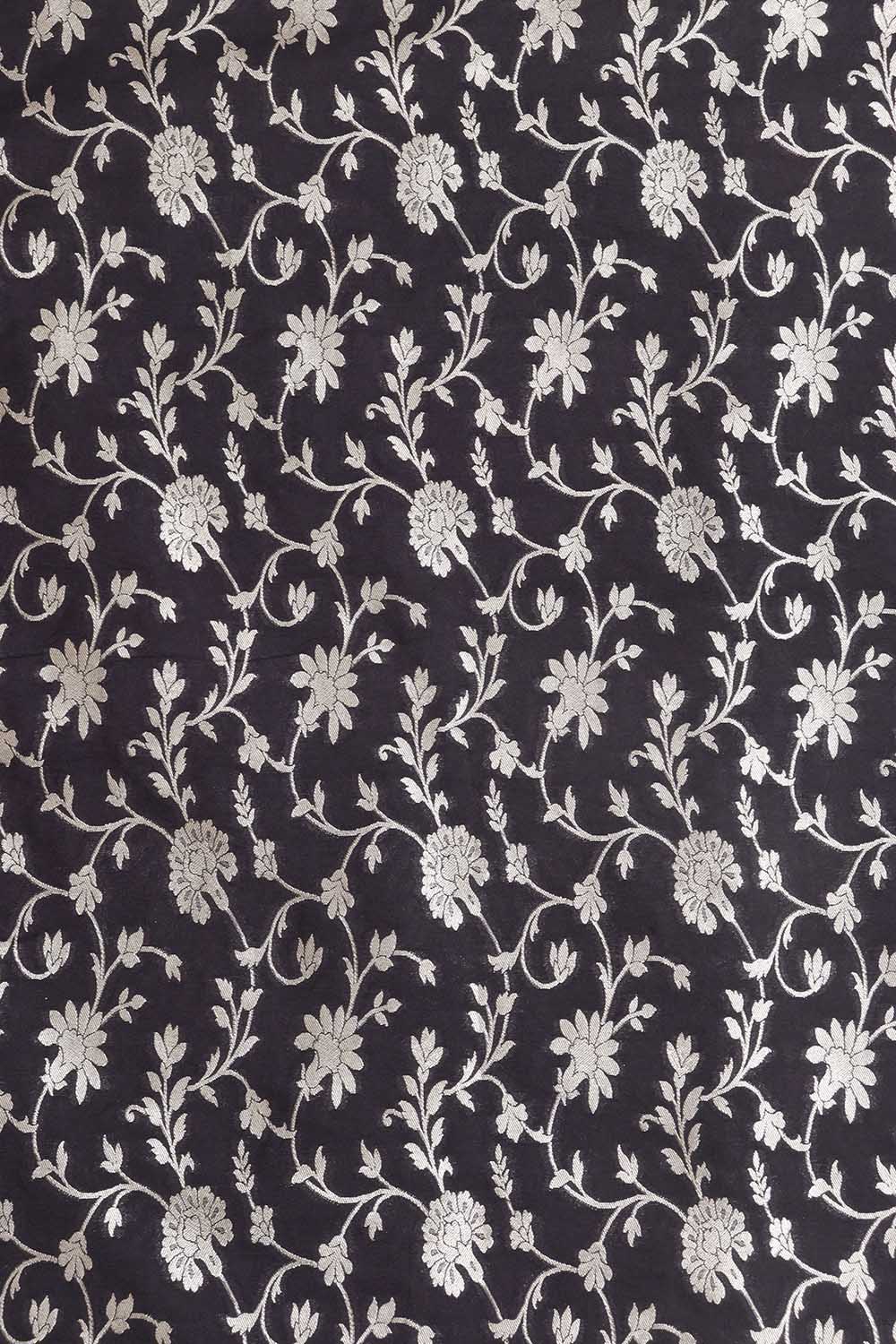 Black Banarasi Silk Fabric ( 1 Mtr ) - Luxurion World