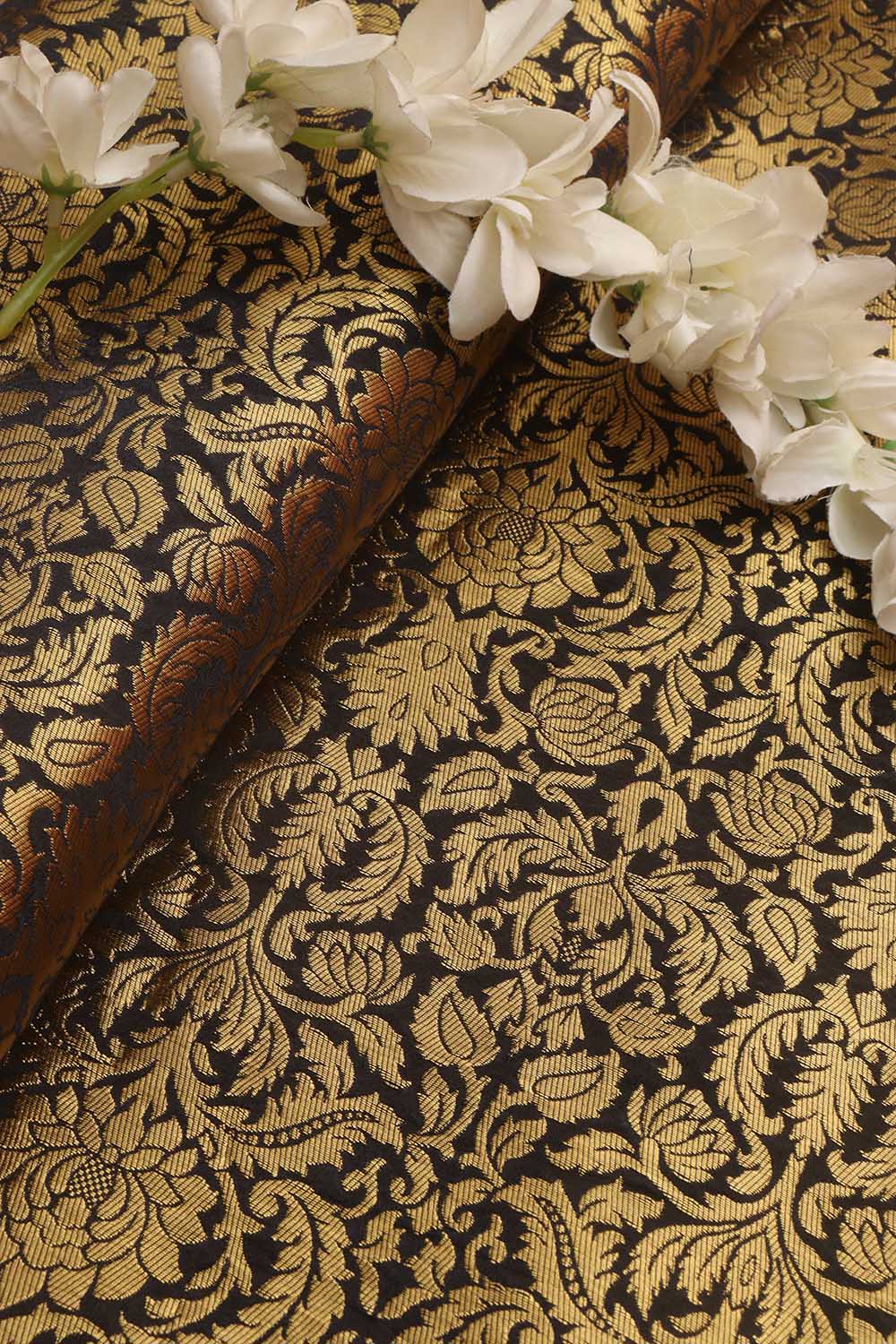 Shop Exquisite Black Banarasi Silk Brocade Fabric (1 Mtr) for Elegant  Designs – Luxurion World