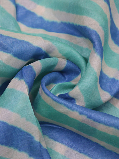 Stunning Multicolor Leheriya Tie And Dye Tussar Silk Fabric - 1 Mtr - Luxurion World