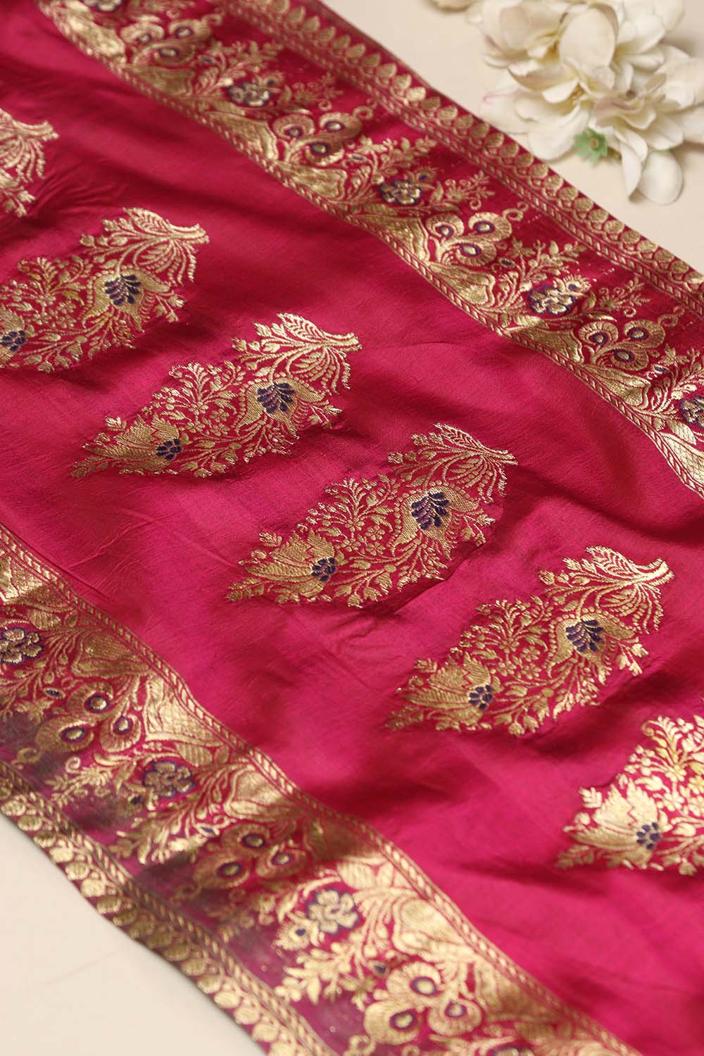Pink Banarasi Handloom Vintage Pure Silk Border Lace ( 0.8 Mtr ) - Luxurion World