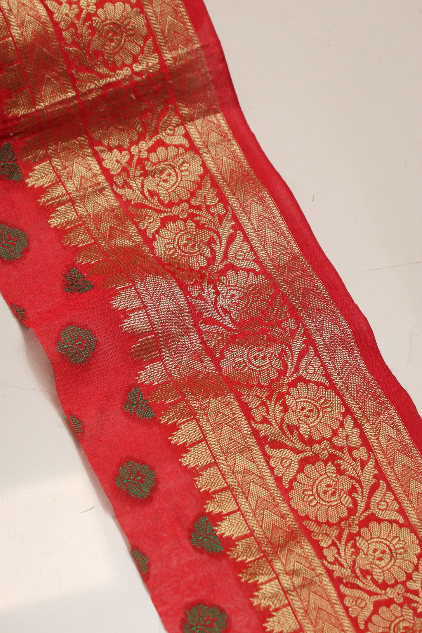 Stunning Red Banarasi Silk Lace ( 1 Mtr )