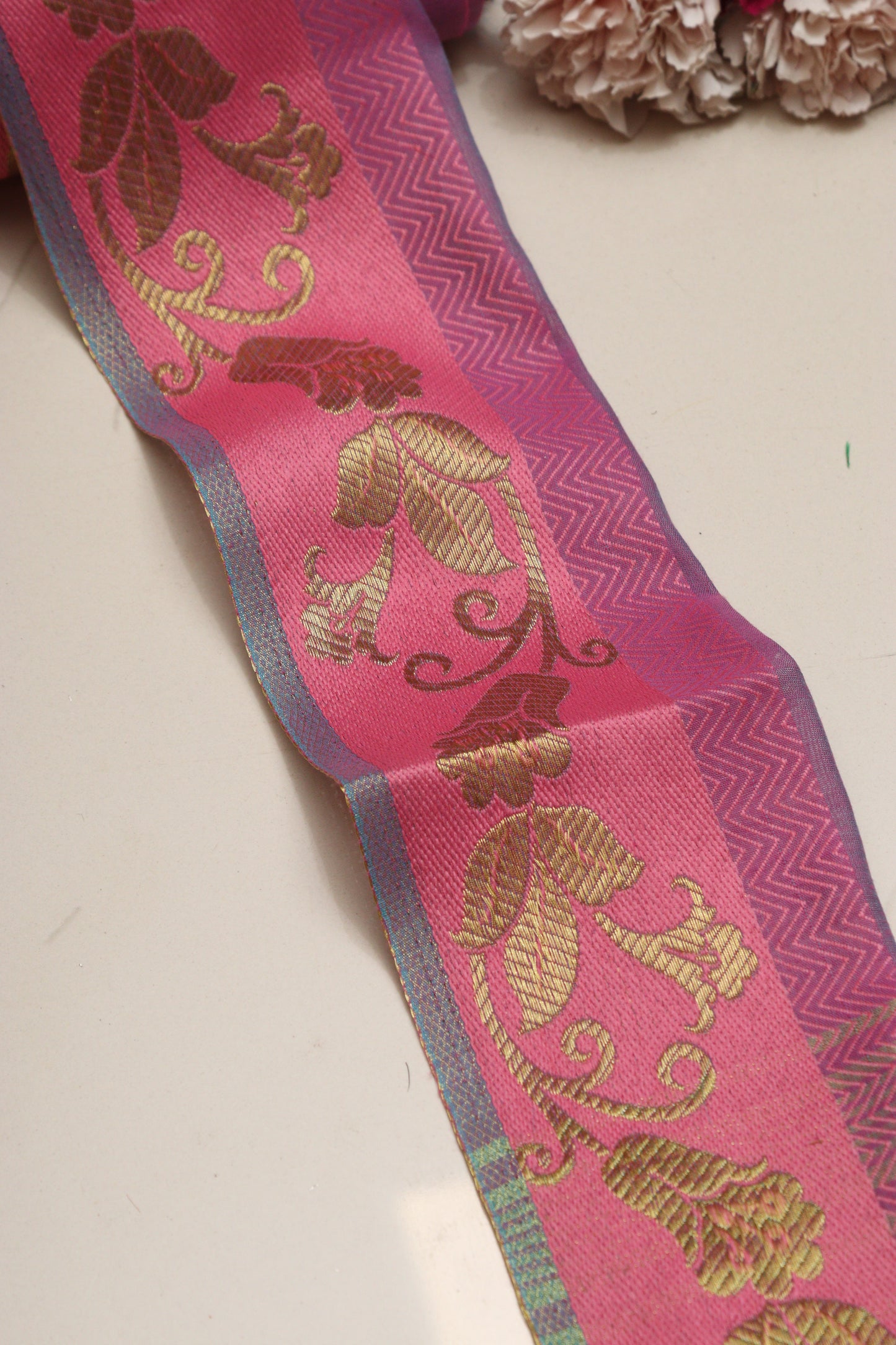 Pretty in Pink: Banarasi Silk Lace ( 1 Mtr )