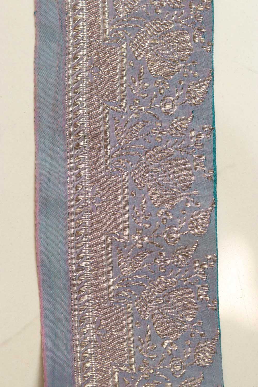 Grey Banarasi Silk Vintage Handloom Borders