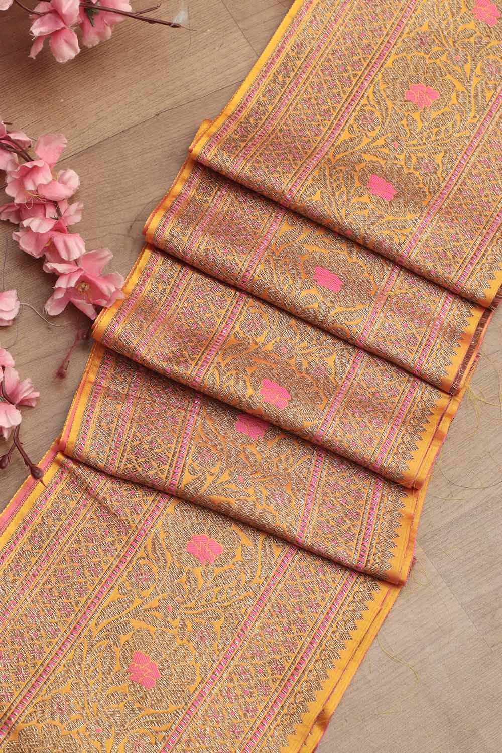 Yellow Banarasi Silk Lace ( 1 Mtr ) - Luxurion World