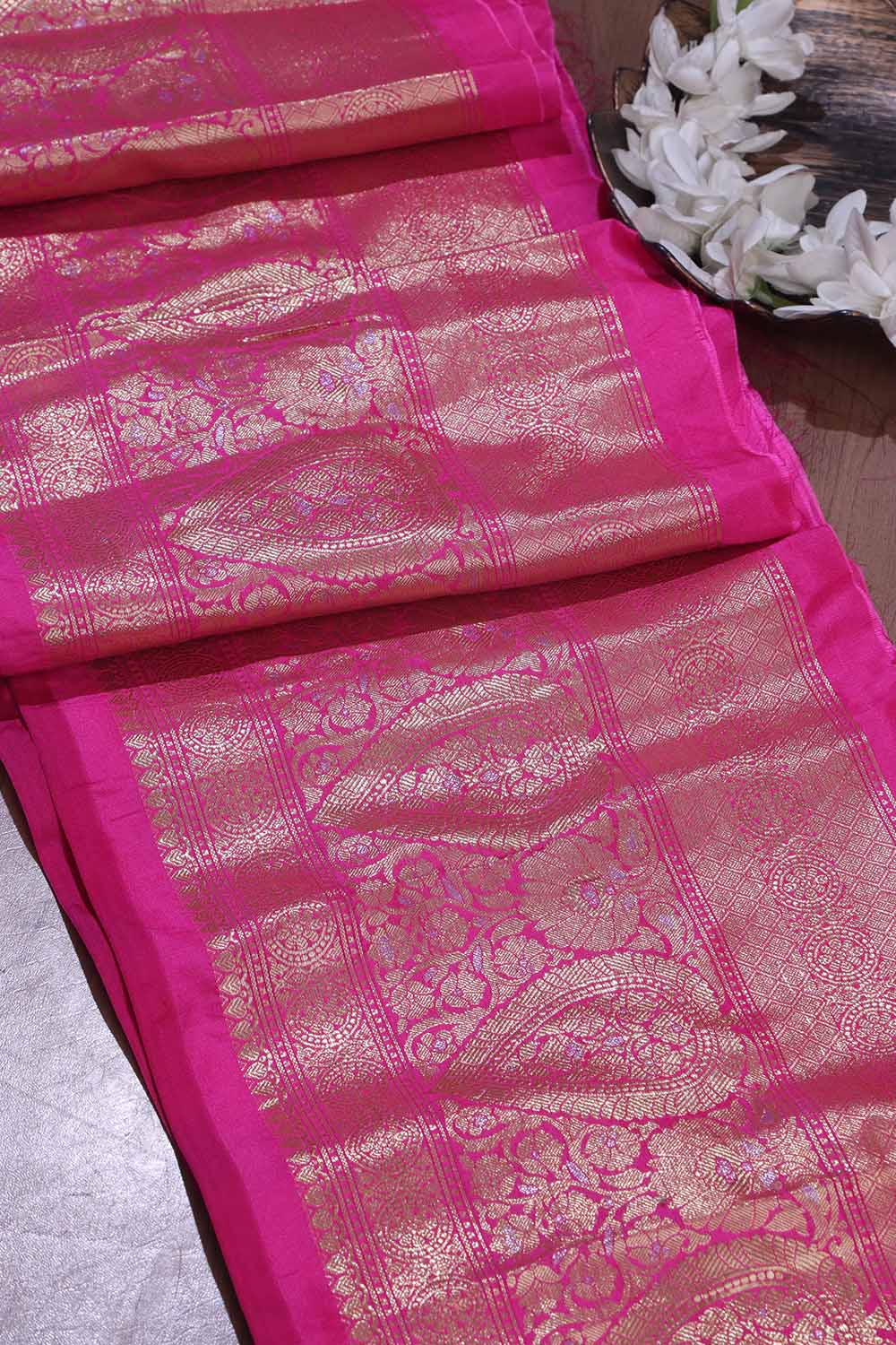 Pink Banarasi Silk Lace ( 0.75 Mtr ) - Luxurion World