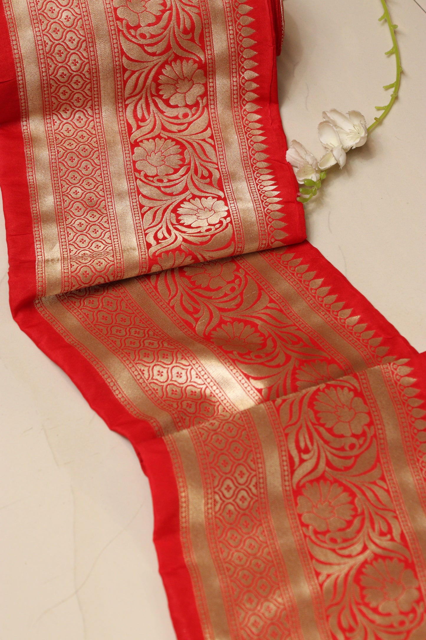 Red Banarasi Silk Lace