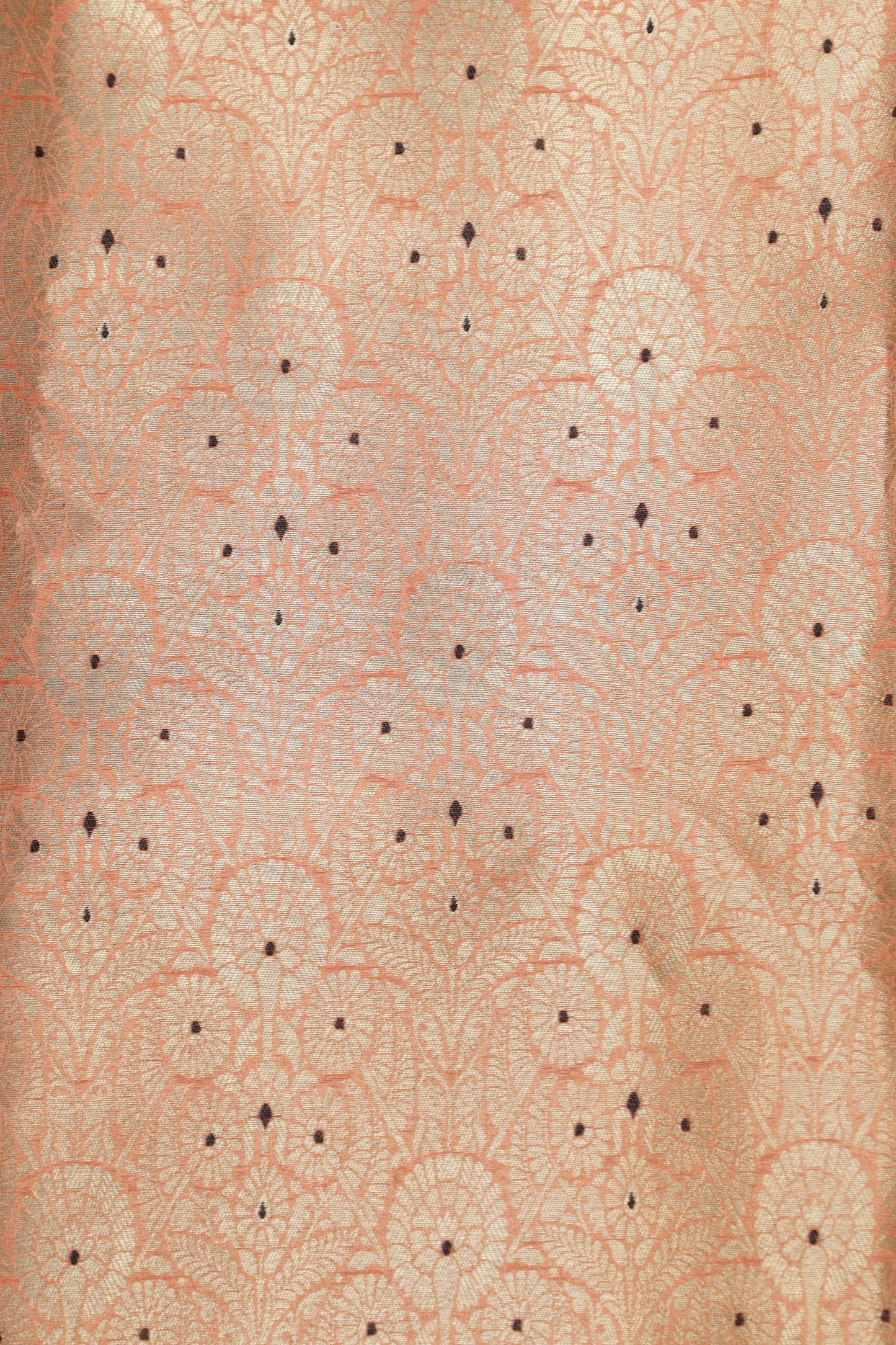 Peach Banarasi Brocade Suit With Orange Paithani Silk Flower Design Dupatta