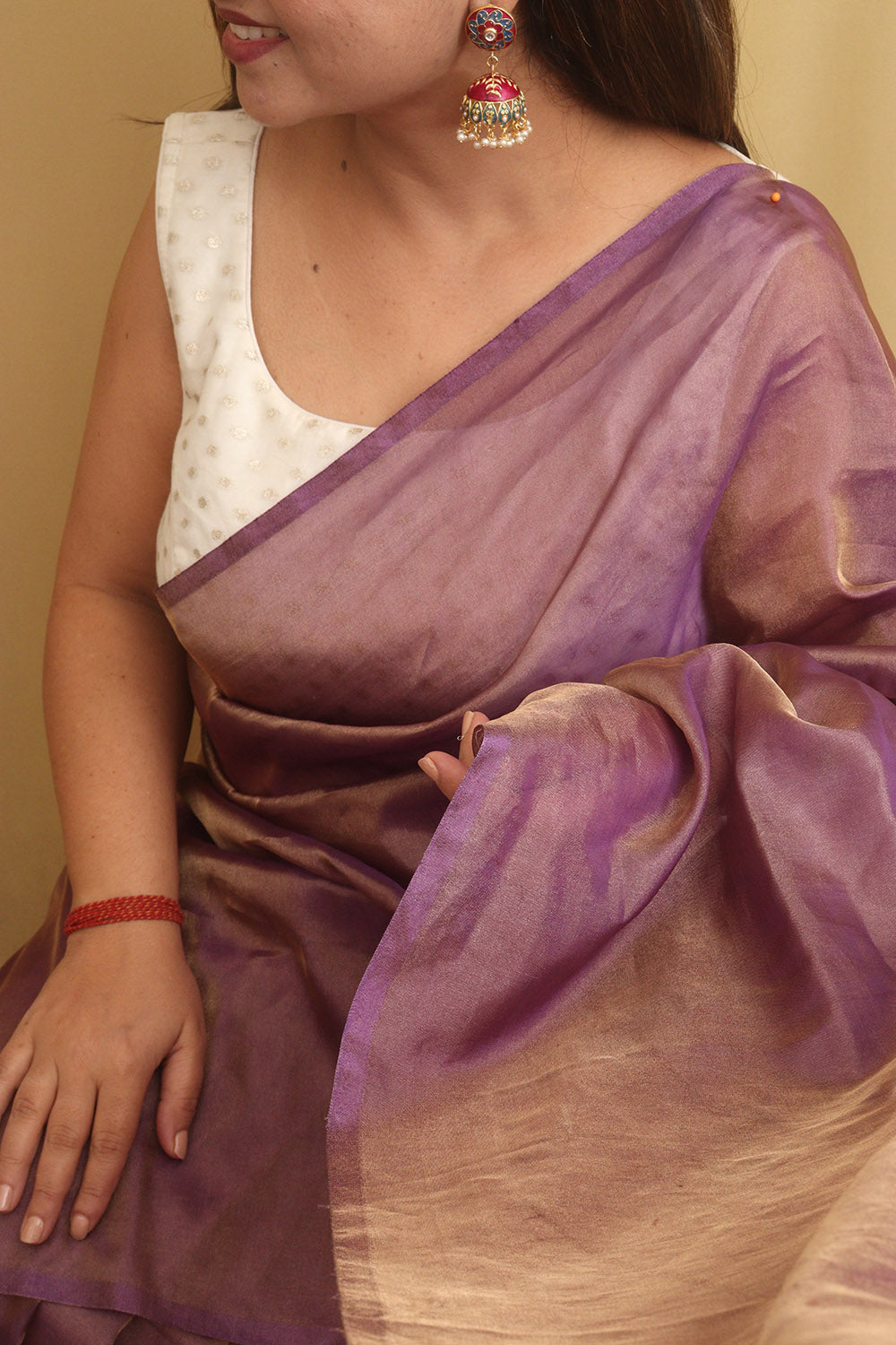Purple Plain Tissue Saree - Luxurion World
