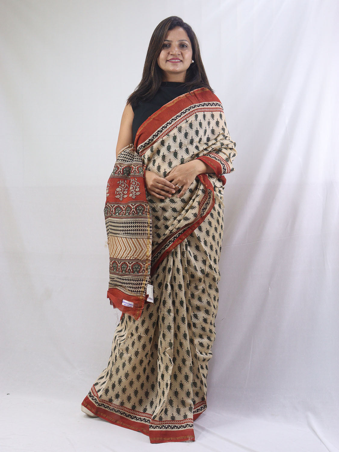 Multicolor Block Printed Chanderi Silk Saree - Perfect for Any Occasion! - Luxurion World