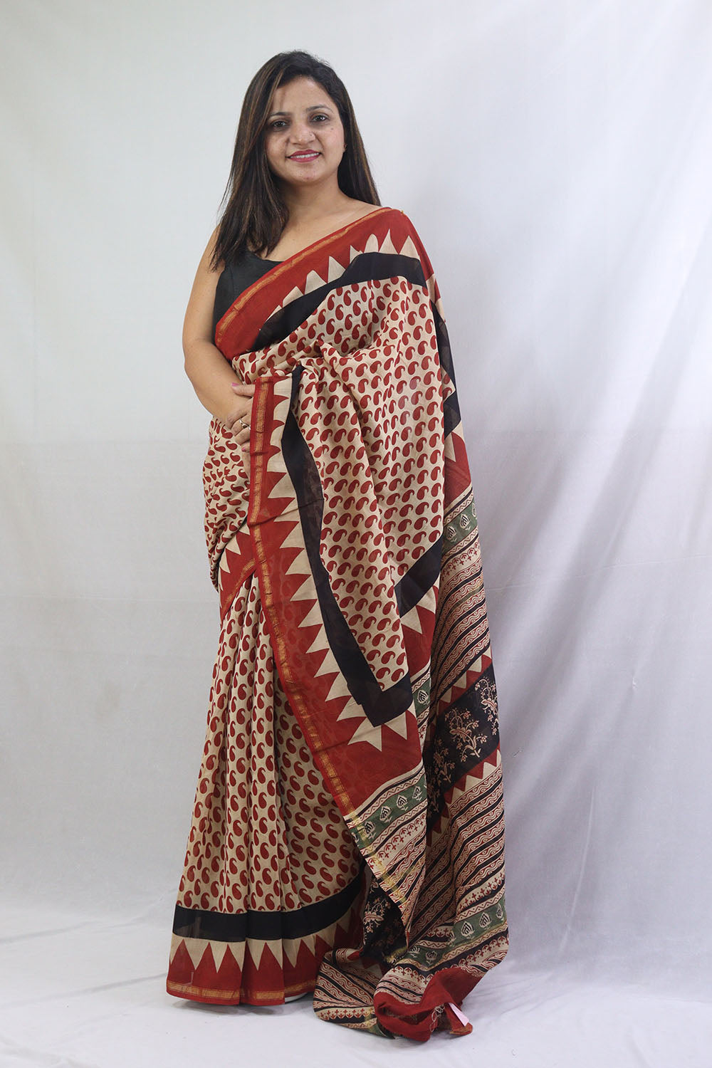 Stunning Multicolor Block Printed Chanderi Silk Saree - Perfect for Any Occasion! - Luxurion World