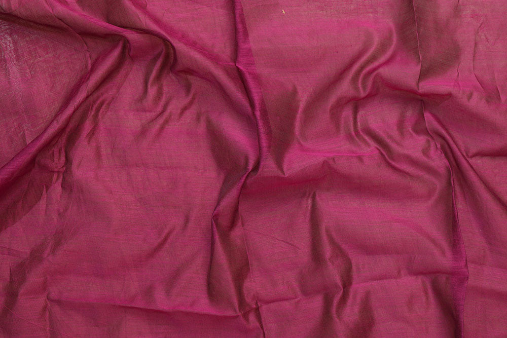 Purple Handloom Bengal Tussar Cotton Silver Zari Stripe Design Saree - Luxurion World