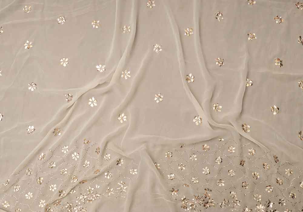 Dyeable Pure Georgette Hand Mukaishwork Saree - Luxurion World