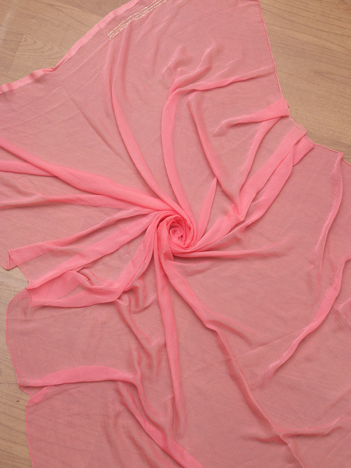 Pearl & Cut Dana Embellished Pink & Orange Chiffon Saree - Professional Wear - Luxurion World