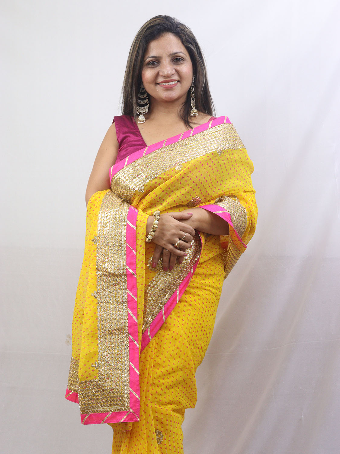 Stunning Yellow Gota Patti Georgette Saree for Elegant Occasions - Luxurion World