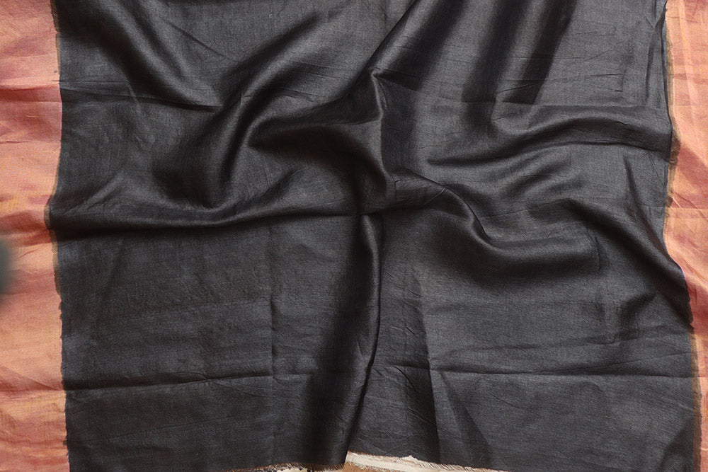Black Hand Painted Tussar Silk Pichwai Design Saree - Luxurion World