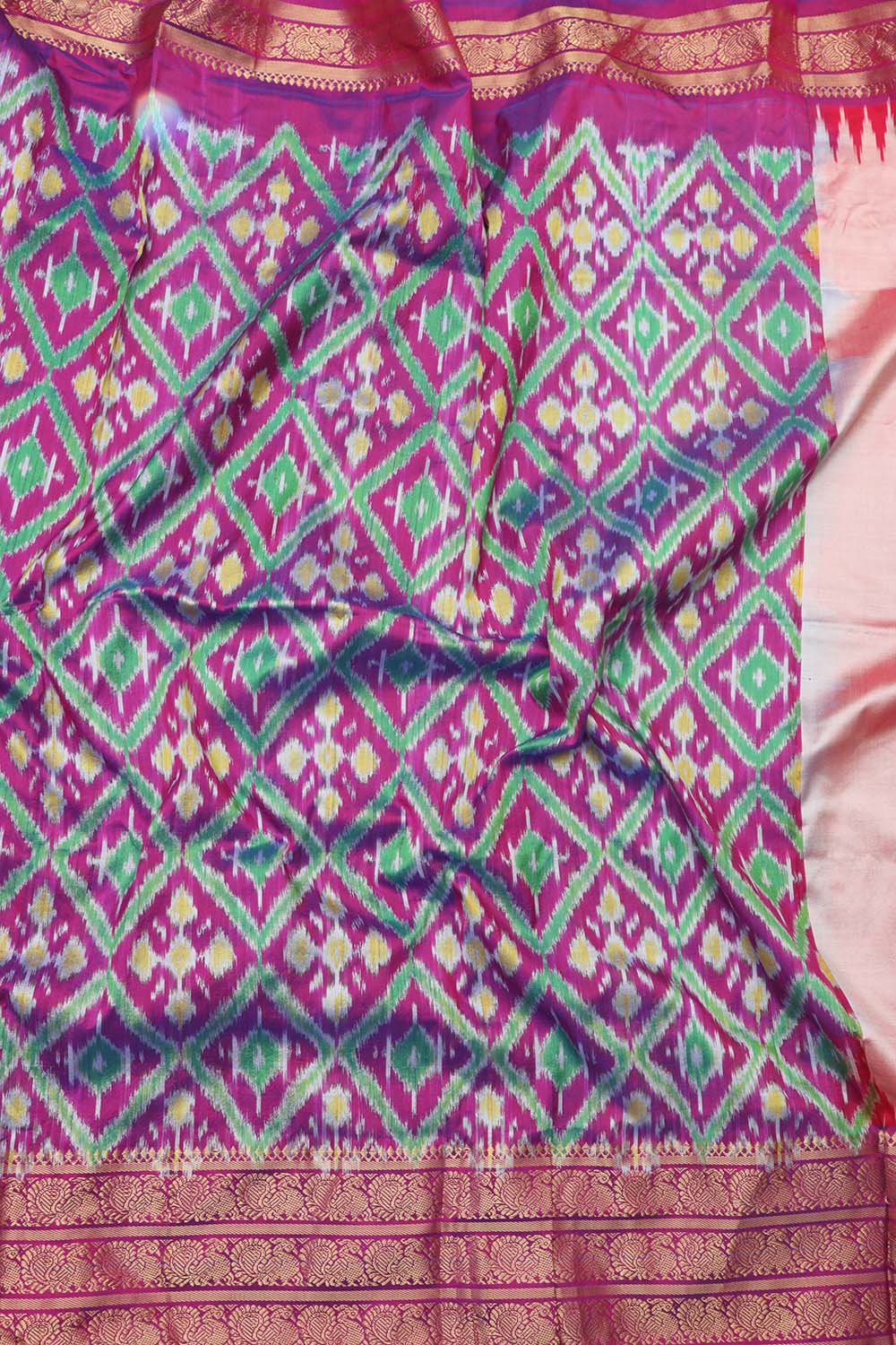 Pink Handloom Ikat Pure Silk Saree - Luxurion World