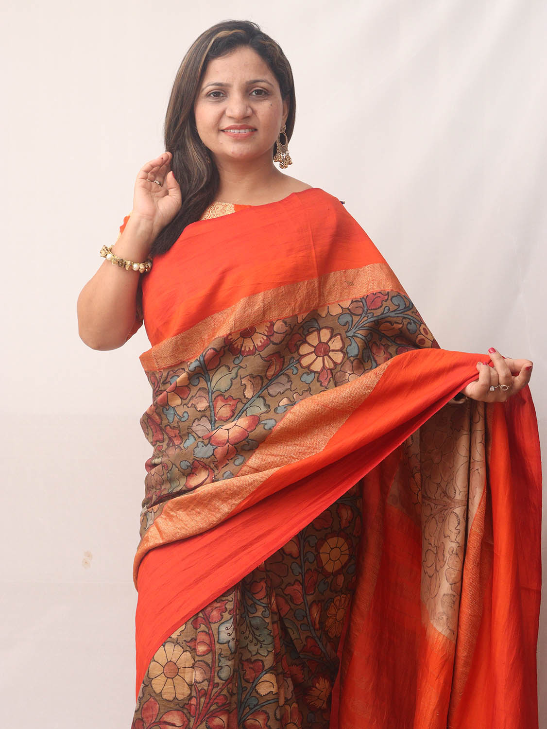 Stunning Multicolor Pen Kalamkari Pure Silk Saree - Luxurion World