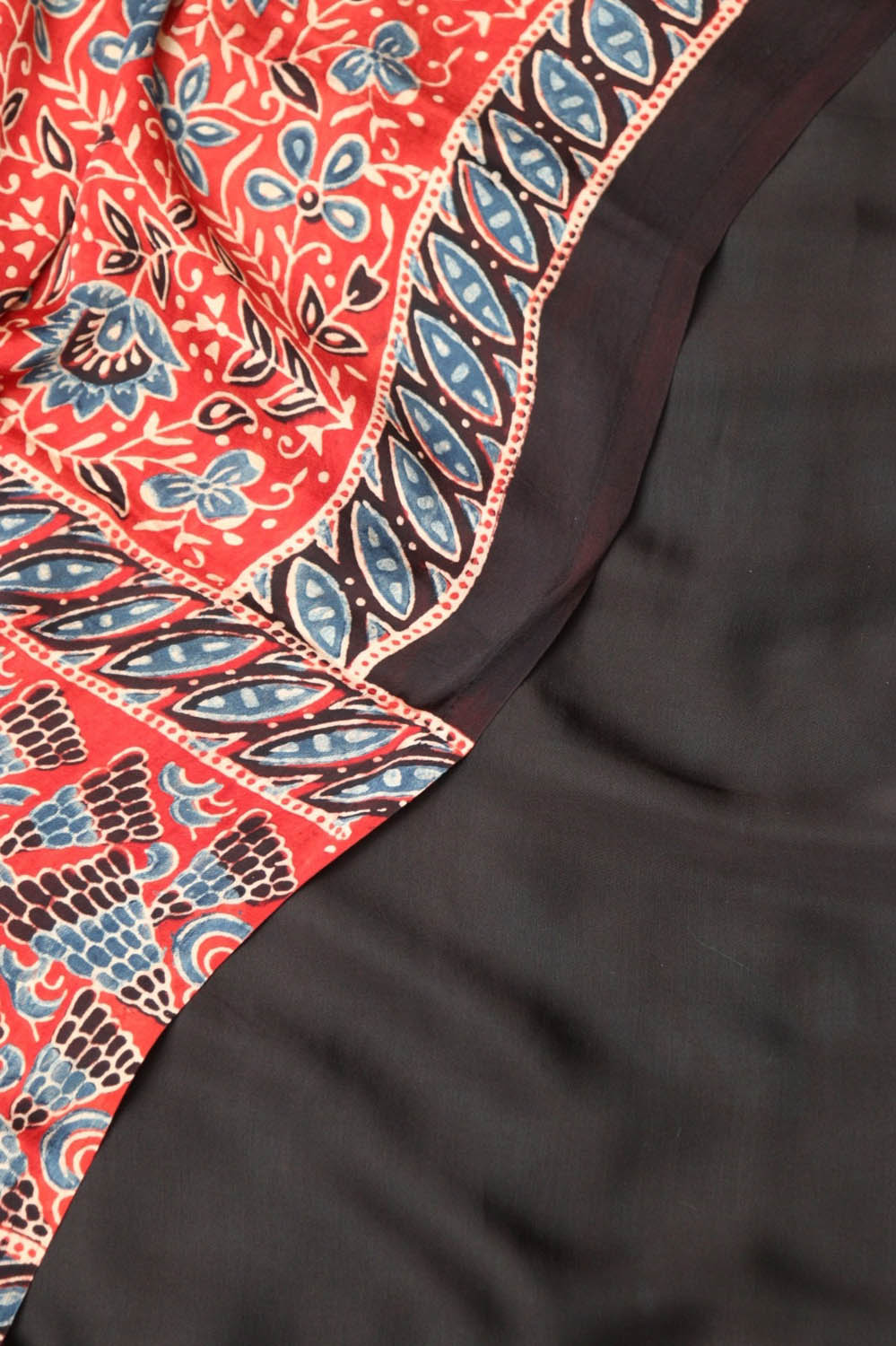 Red Modal Silk Suit With Ajrakh Block Printed Dupatta