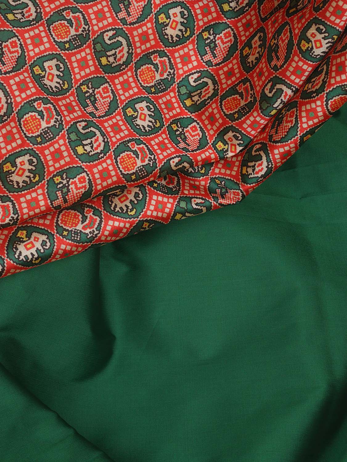 Green Plain Silk Suit With Digital Printed Patola Design Tussar Silk Dupatta - Luxurion World