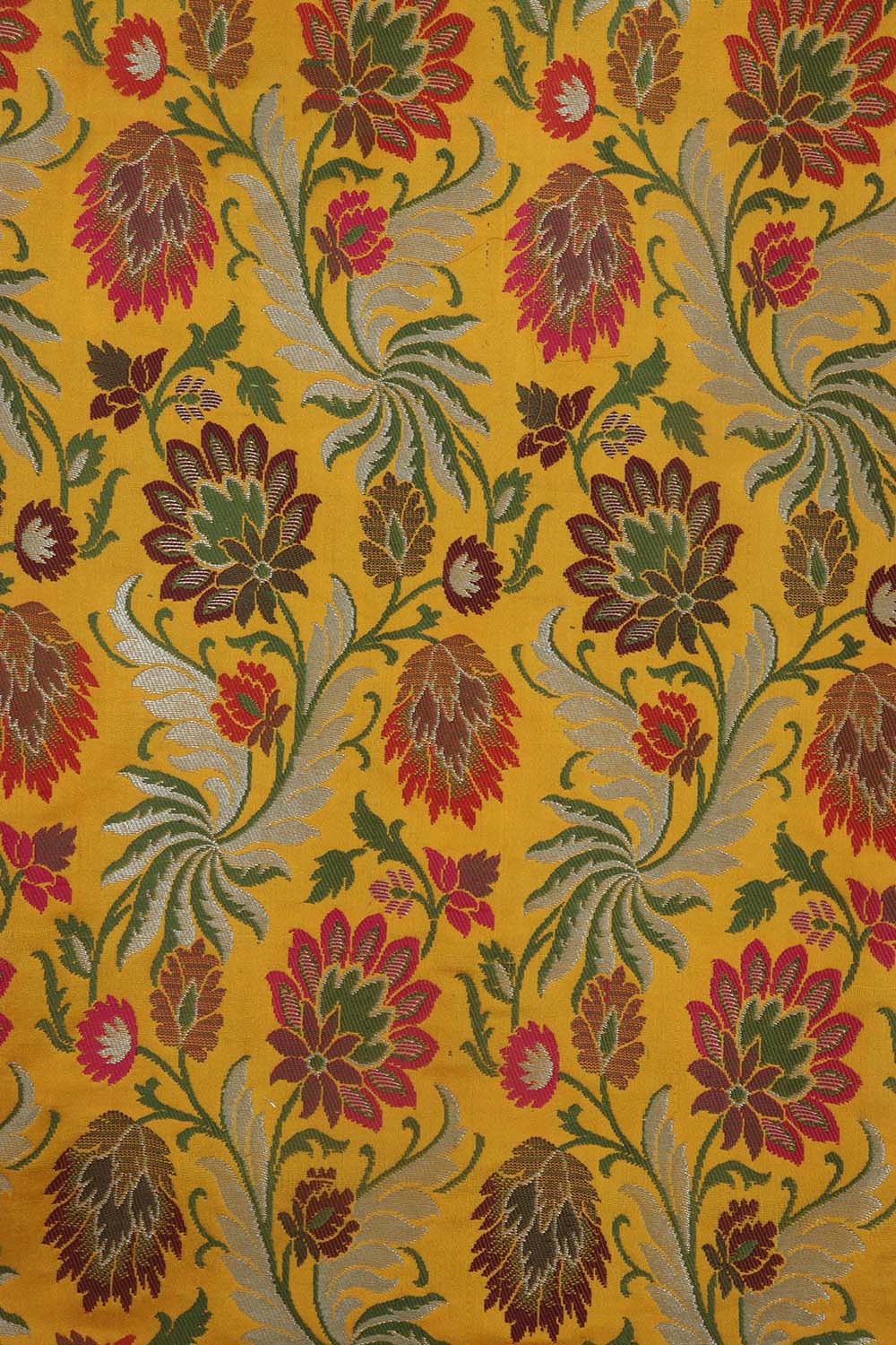 Yellow Banarasi Kimkhwab Silk Meenakari Suit With Banarasi Pure Katan Silk Kadwa Dupatta - Luxurion World