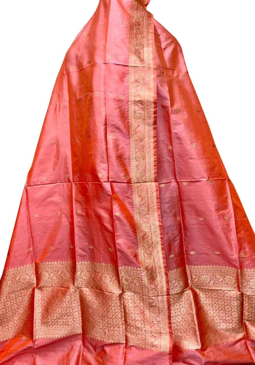 Pink Banarasi Handloom Pure Katan Silk Kadwa Dupatta - Luxurion World