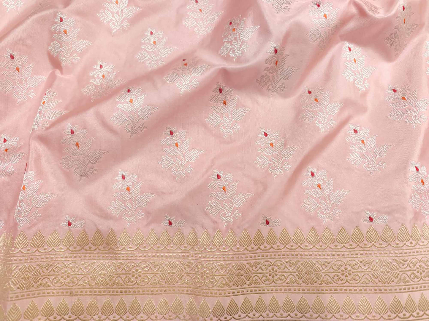 Pink Banarasi Handloom Pure Katan Silk Dupatta - Luxurion World