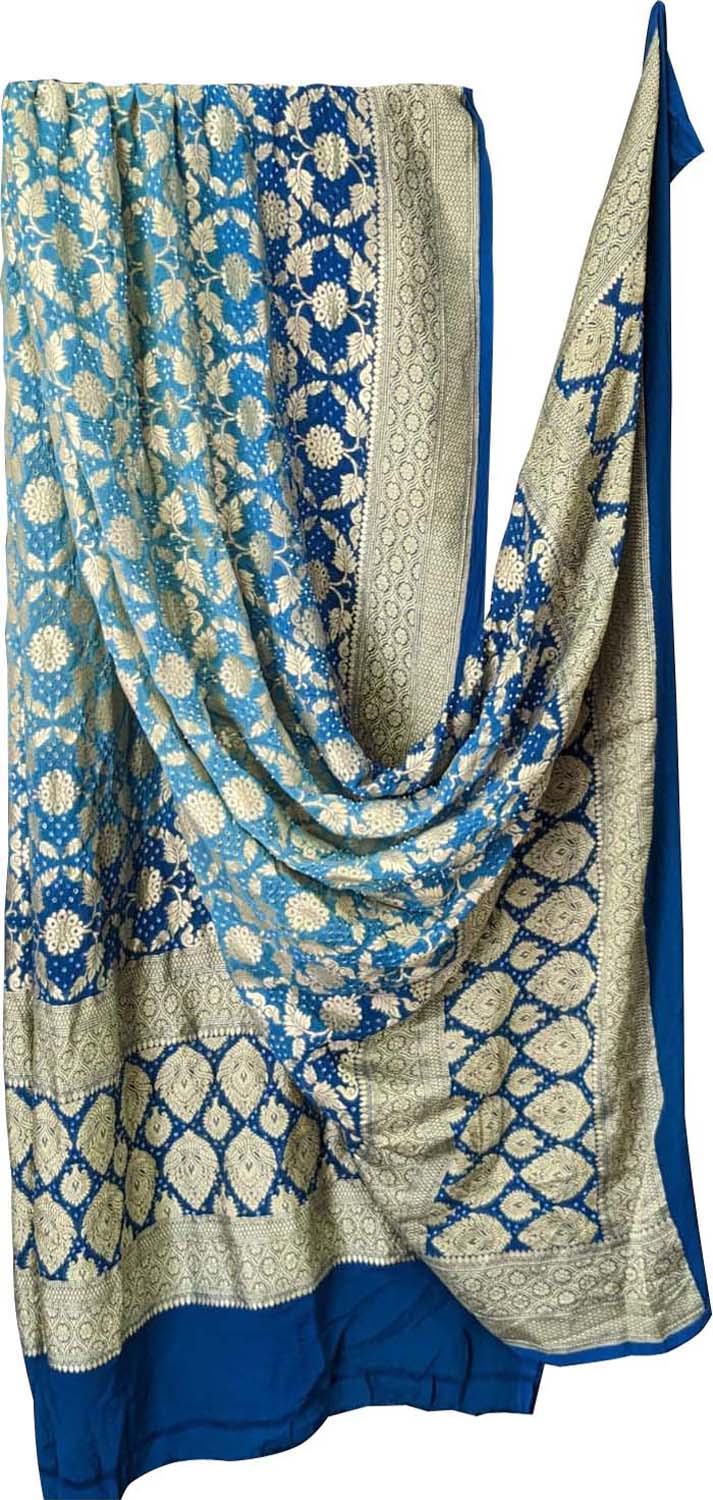Stunning Blue Banarasi Bandhani Georgette Dupatta for Ethnic Charm - Luxurion World