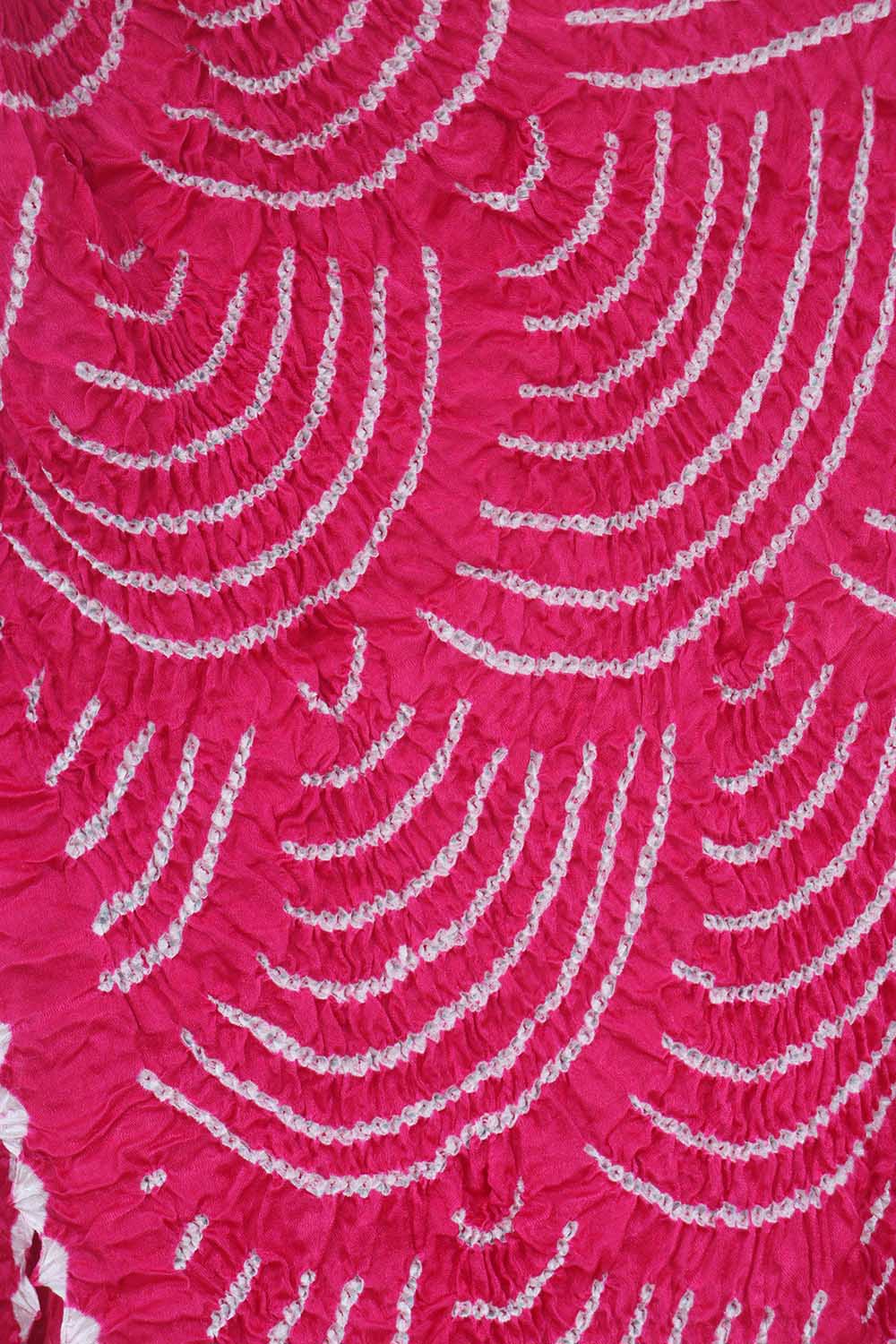 Pink Bandhani Pure Gajji Silk Dupatta - Luxurion World