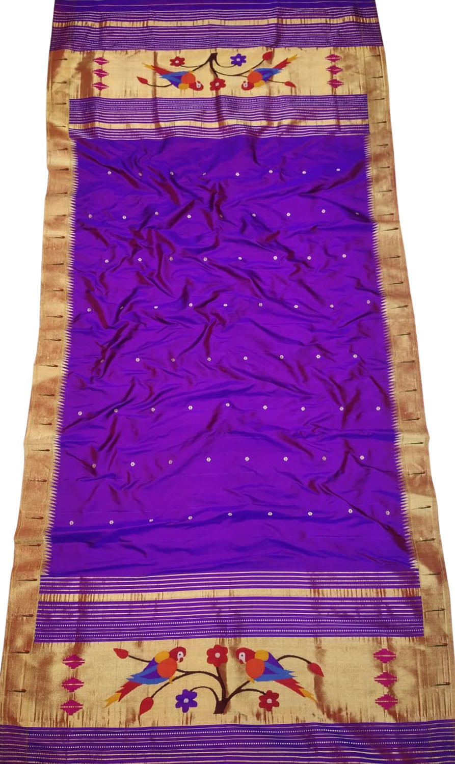 Stunning Purple Paithani Silk Dupatta with Muniya Border - Handloom Crafted - Luxurion World
