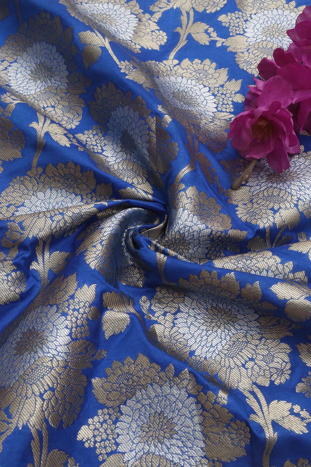 Blue Banarasi Silk Fabric ( 1 Mtr ) - Luxurion World