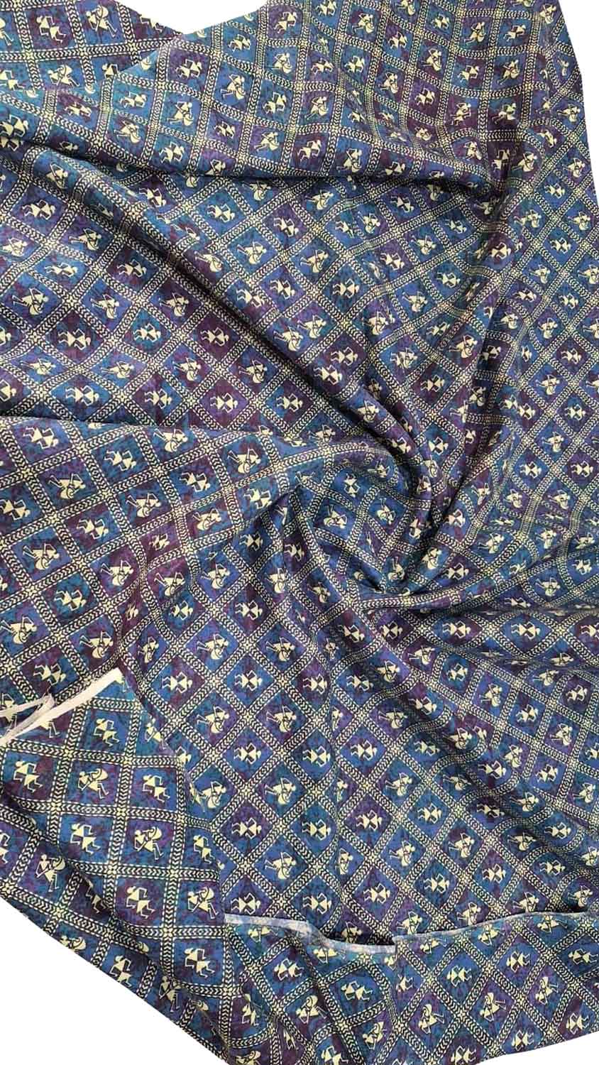 Stunning Blue Linen Fabric with Digital Print - Perfect for Any Project - Luxurion World