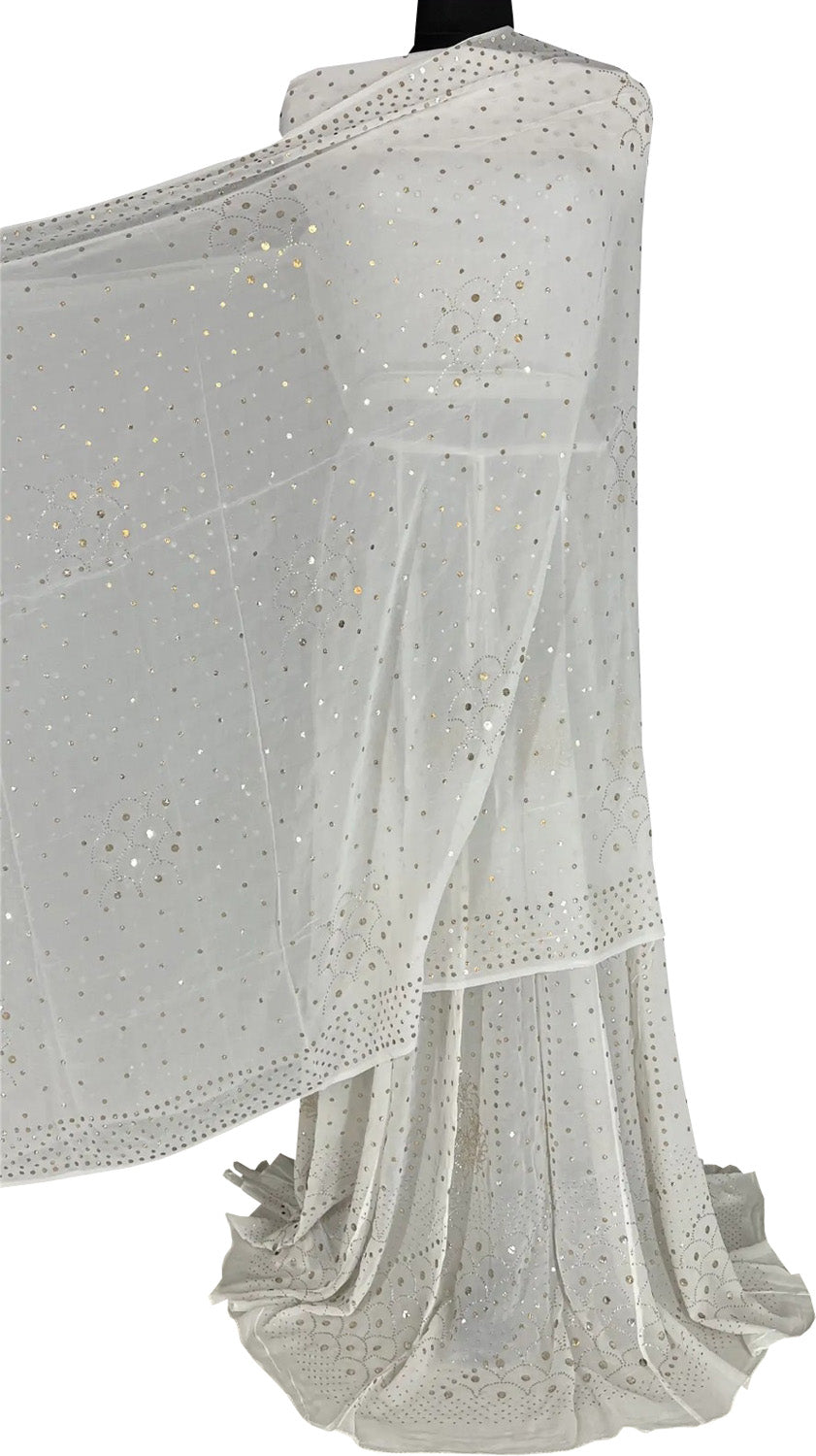 Dazzling Mukaishwork Chikankari Lehenga Set in Pure Georgette - Dyeable Hand Embroidered - Luxurion World