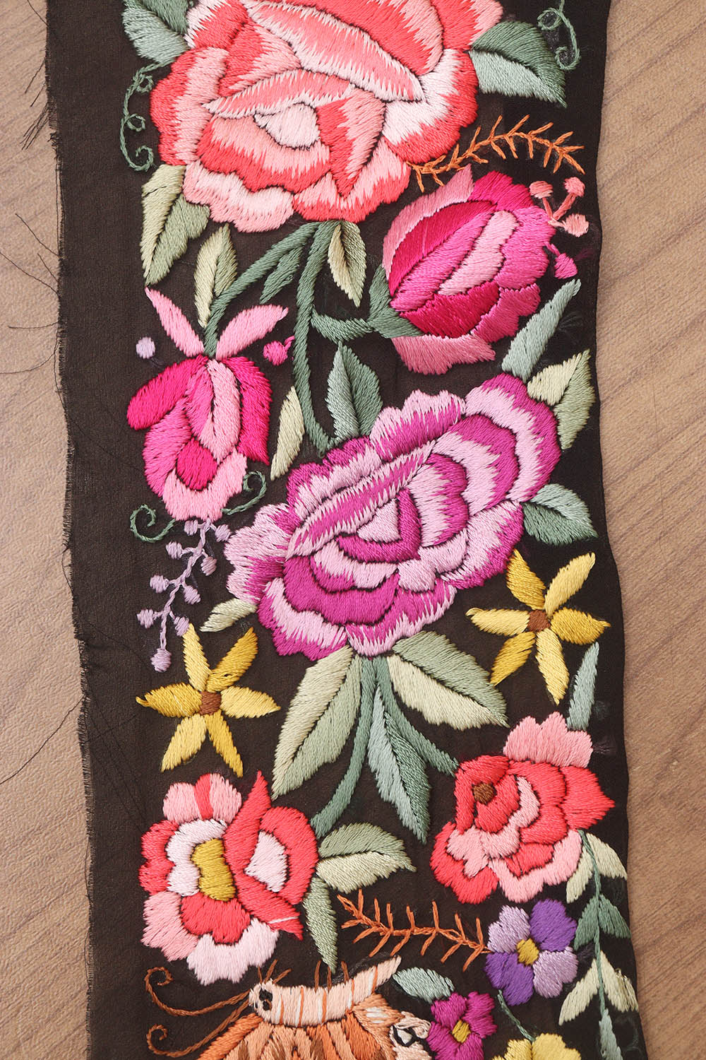 Multicolor Hand Embroidered Parsi Georgette Lace ( 9 Mtr ) - Luxurion World