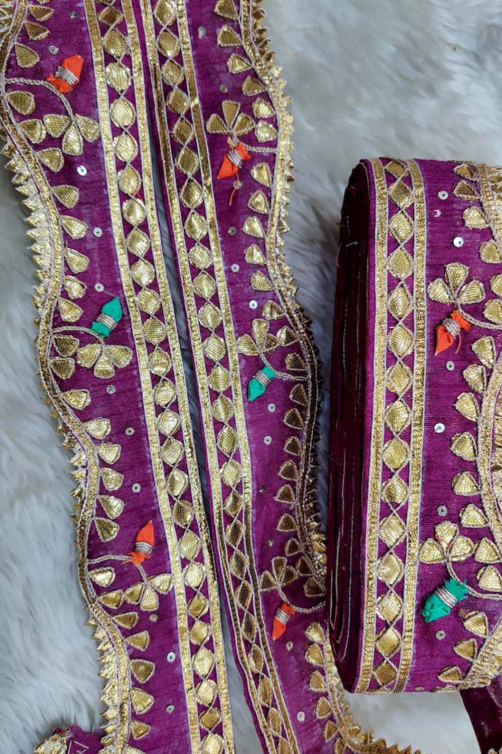 Purple Traditional Hand Gota Work Lace ( Roll OF 9 Meter ) - Luxurion World