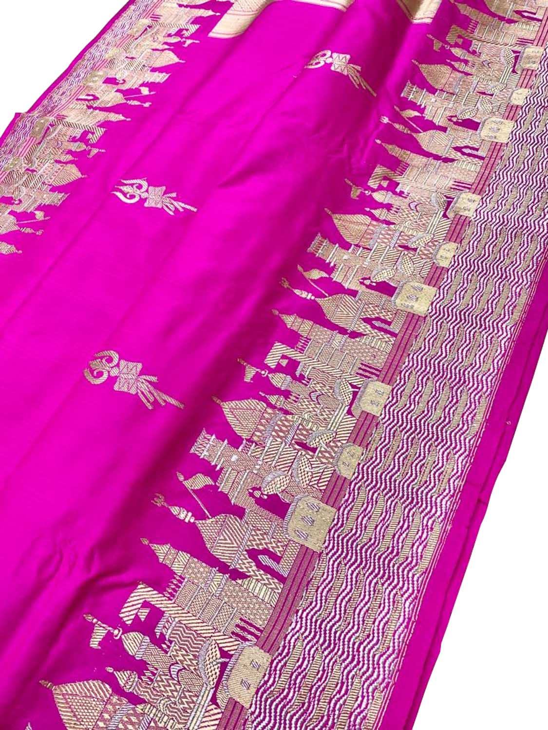 Pink Banarasi Handloom Pure Katan Silk Saree - Luxurion World