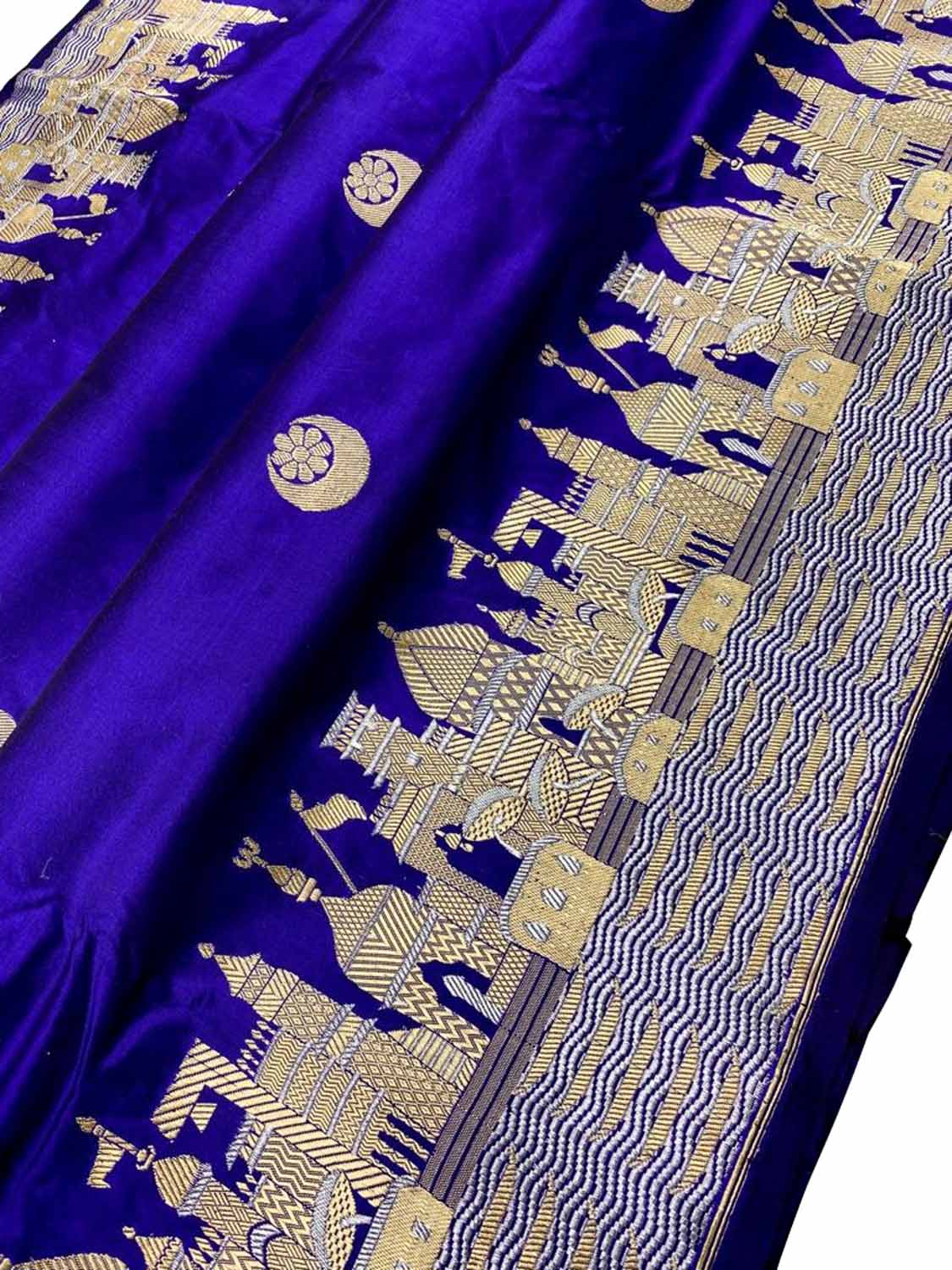 Blue Banarasi Handloom Pure Katan Silk Saree - Luxurion World