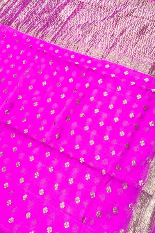 Beautiful Pink Banarasi Georgette Saree
