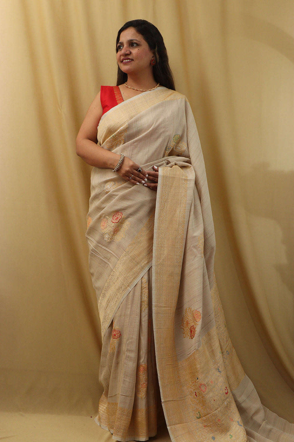 Elegant Dyeable Banarasi Tussar Georgette Saree - Luxurion World