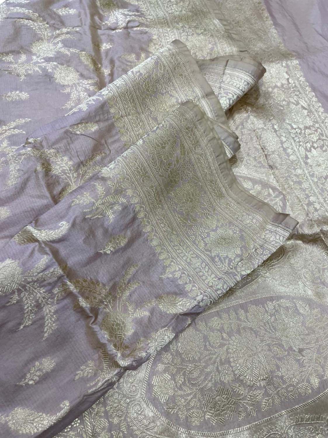 Purple Banarasi Handloom Pure Katan Silk Saree - Luxurion World